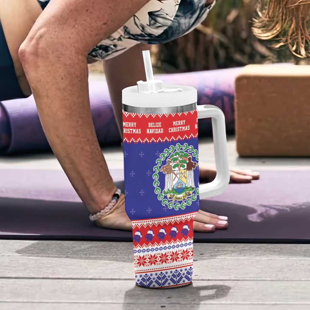 Belize Christmas Tumbler With Handle Coat Of Arms Merry Xmas - Wonder Print Shop