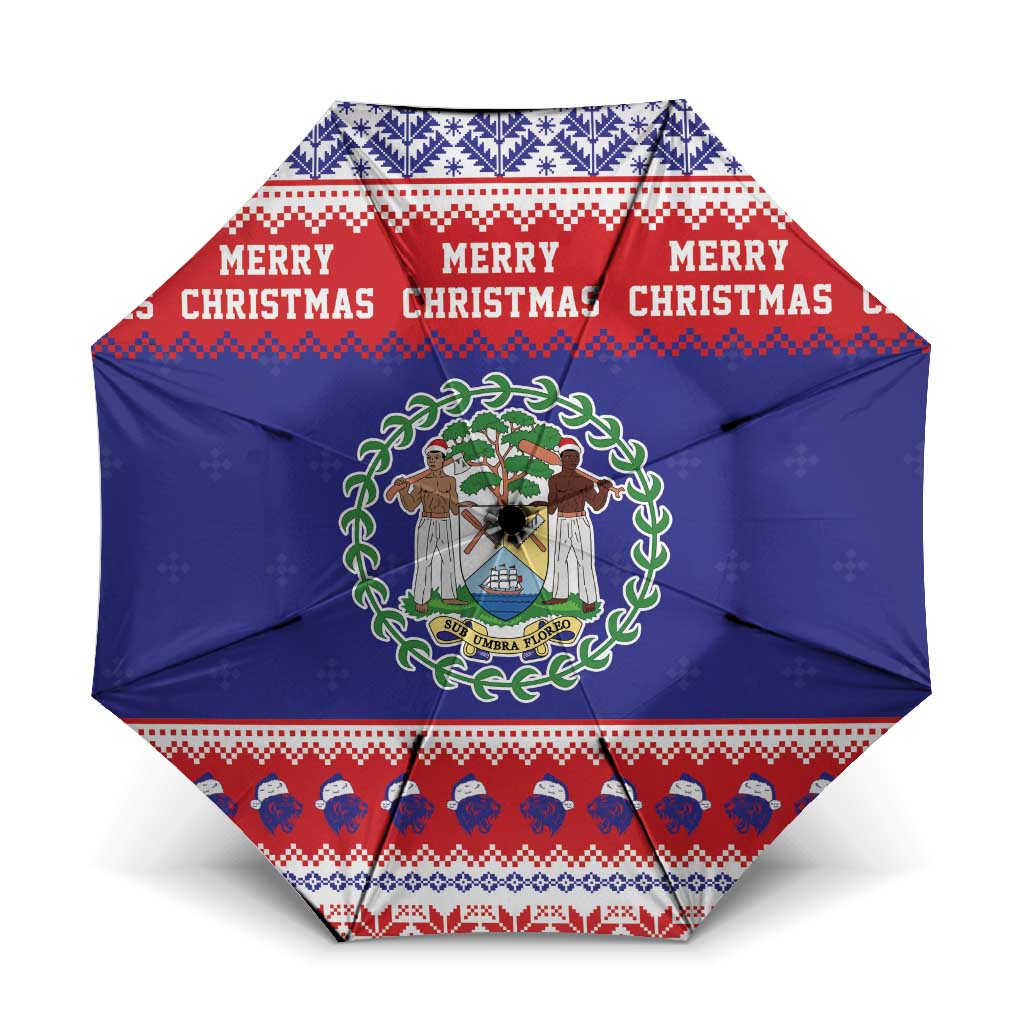 Belize Christmas Umbrella Coat Of Arms Merry Xmas - Wonder Print Shop