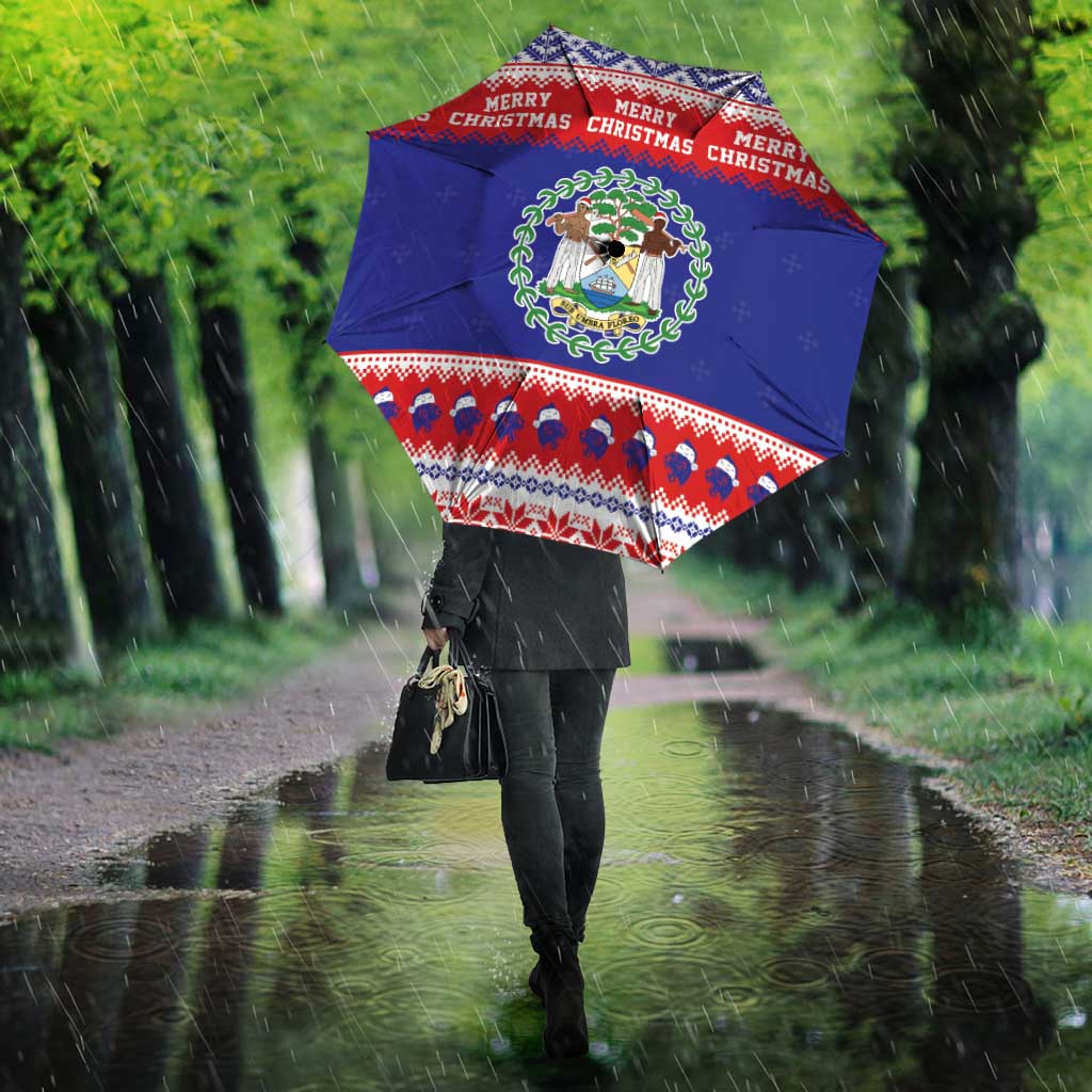 Belize Christmas Umbrella Coat Of Arms Merry Xmas - Wonder Print Shop