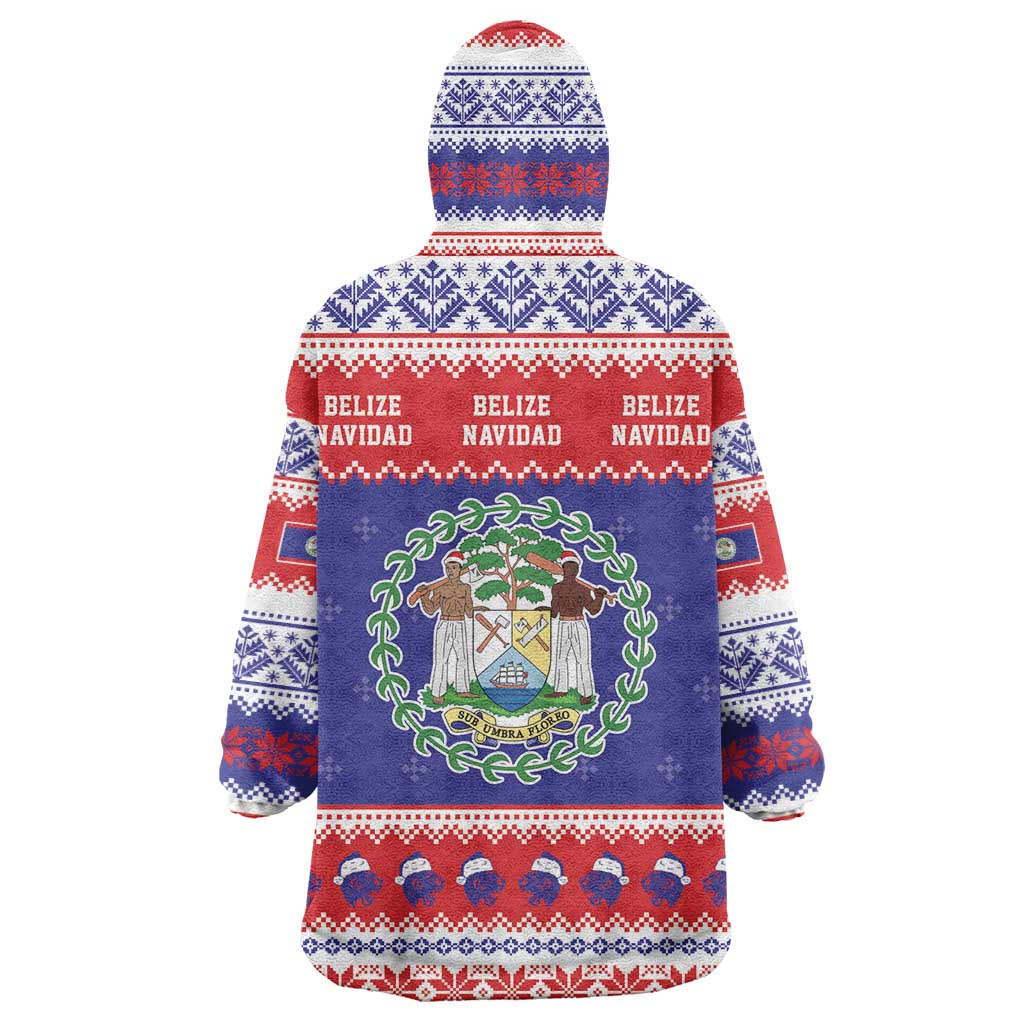 Belize Christmas Wearable Blanket Hoodie Coat Of Arms Merry Xmas - Wonder Print Shop
