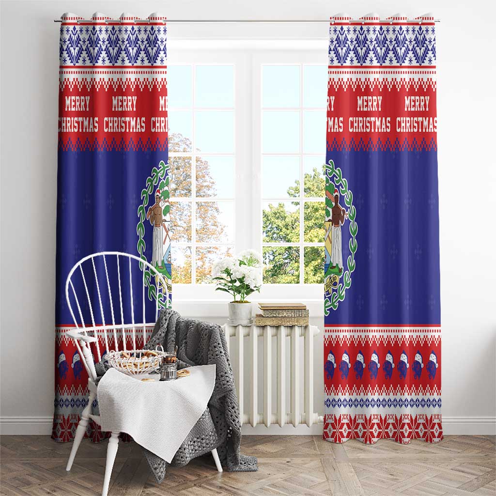 Belize Christmas Window Curtain Coat Of Arms Merry Xmas - Wonder Print Shop