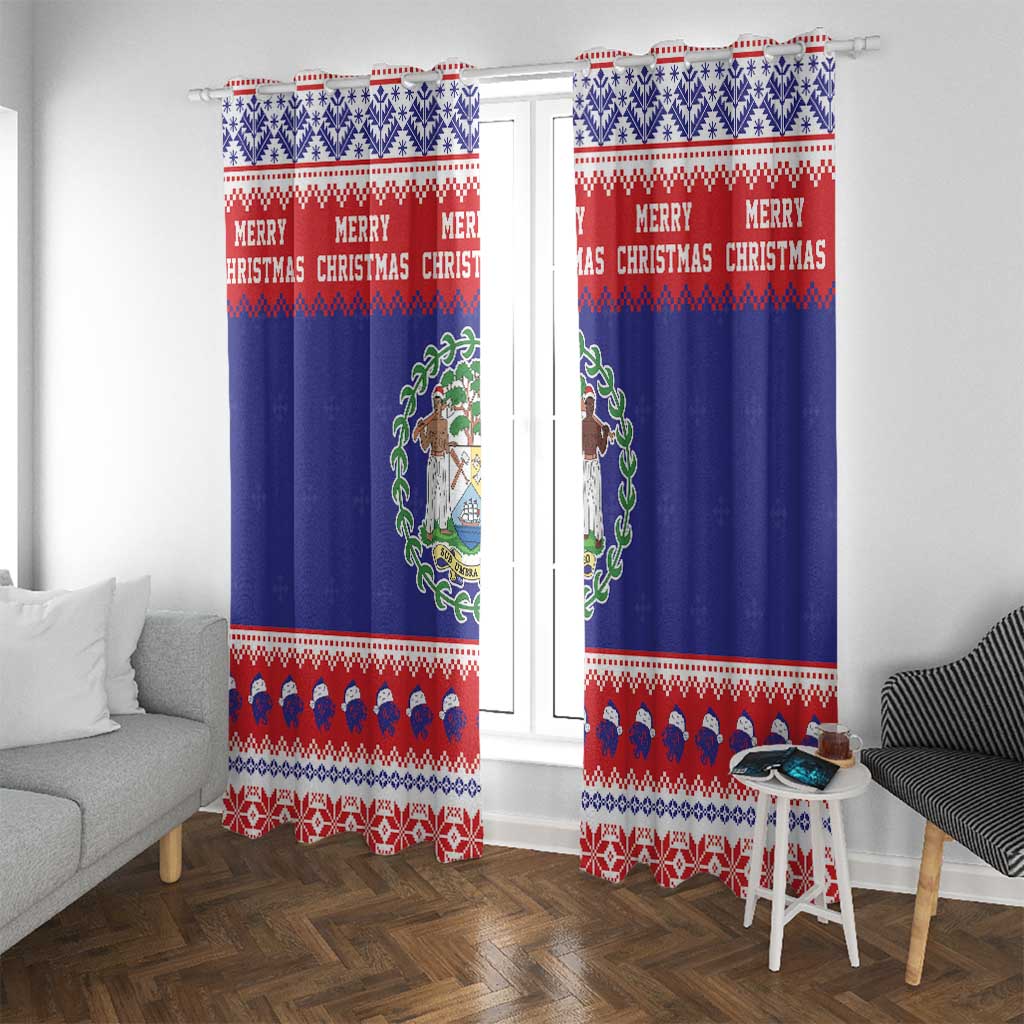 Belize Christmas Window Curtain Coat Of Arms Merry Xmas - Wonder Print Shop