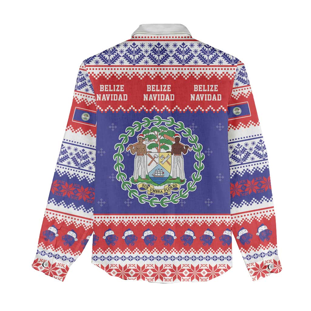 Belize Christmas Women Casual Shirt Coat Of Arms Merry Xmas - Wonder Print Shop