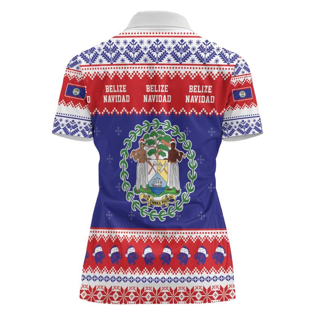 Belize Christmas Women Polo Shirt Coat Of Arms Merry Xmas - Wonder Print Shop