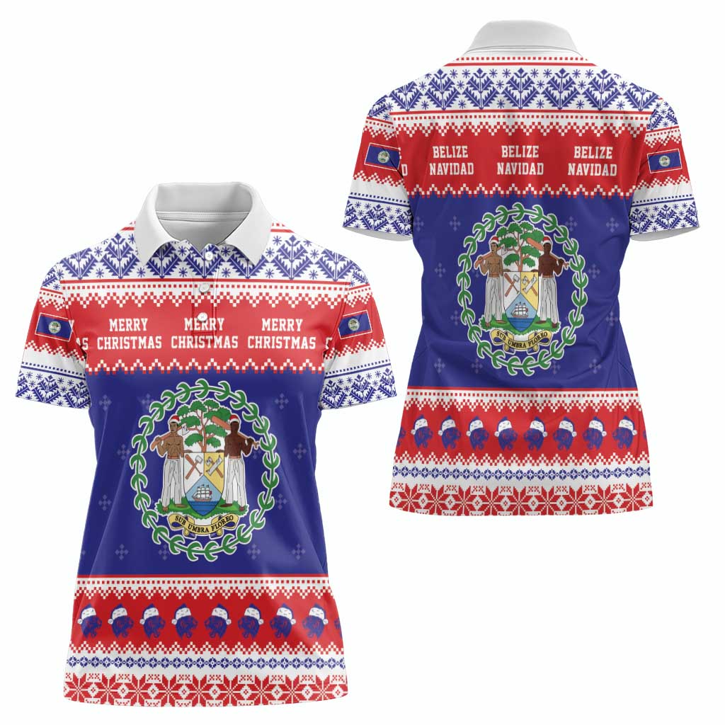 Belize Christmas Women Polo Shirt Coat Of Arms Merry Xmas - Wonder Print Shop