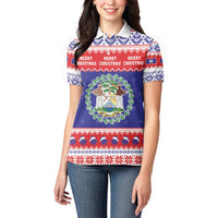 Belize Christmas Women Polo Shirt Coat Of Arms Merry Xmas - Wonder Print Shop
