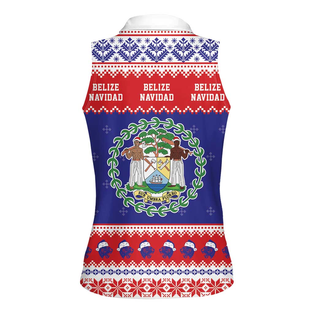 Belize Christmas Women Sleeveless Polo Shirt Coat Of Arms Merry Xmas - Wonder Print Shop
