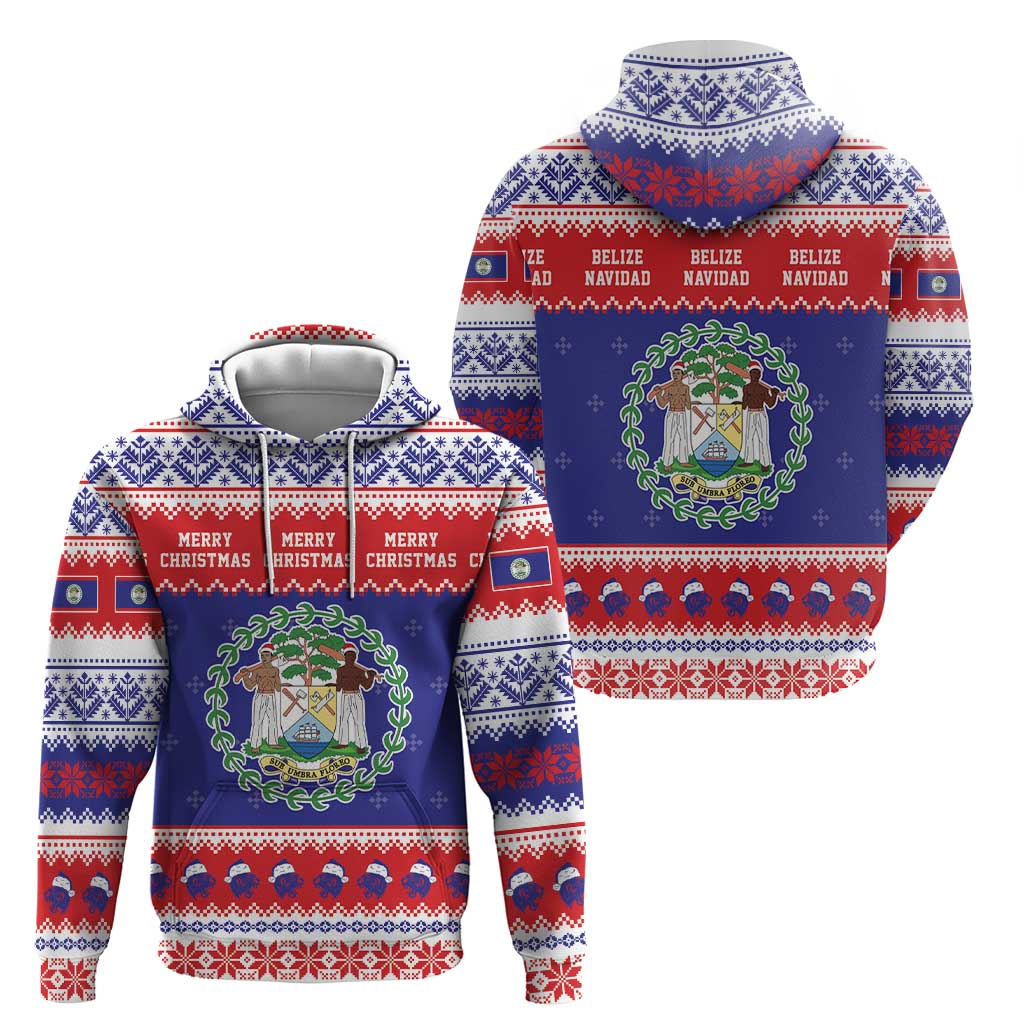 Belize Christmas Zip Hoodie Coat Of Arms Merry Xmas - Wonder Print Shop