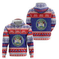 Belize Christmas Zip Hoodie Coat Of Arms Merry Xmas - Wonder Print Shop