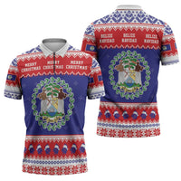 Belize Christmas Zipper Polo Shirt Coat Of Arms Merry Xmas - Wonder Print Shop