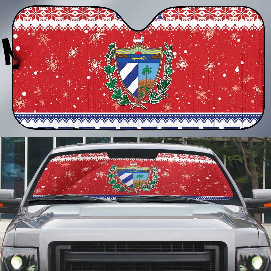 Cuba Christmas Auto Sun Shade Coat Of Arms Xmas Vibe - Wonder Print Shop