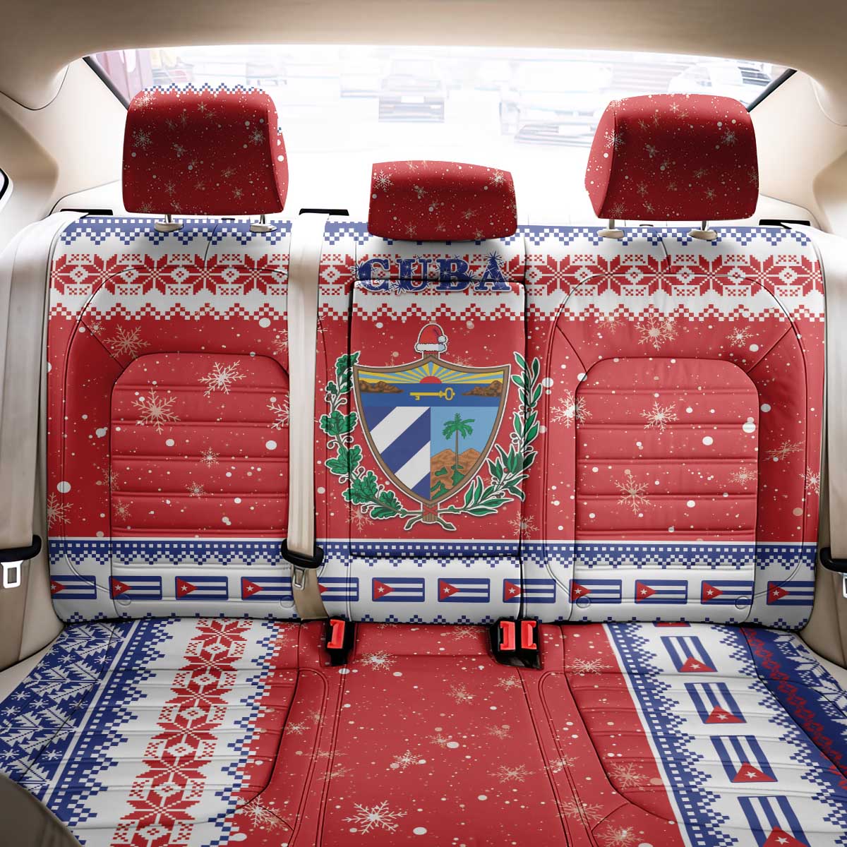 Cuba Christmas Back Car Seat Cover Coat Of Arms Xmas Vibe - Wonder Print Shop