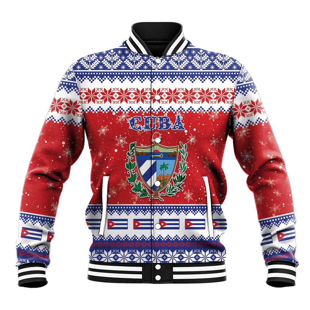 Personalized Cuba Christmas Baseball Jacket Coat Of Arms Xmas Vibe - Wonder Print Shop
