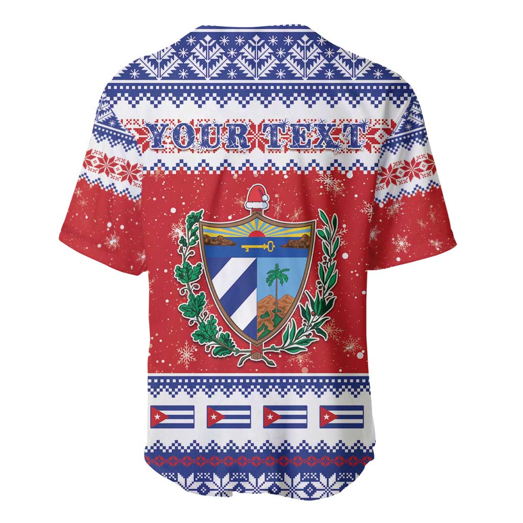 Personalized Cuba Christmas Baseball Jersey Coat Of Arms Xmas Vibe - Wonder Print Shop