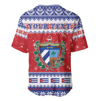 Personalized Cuba Christmas Baseball Jersey Coat Of Arms Xmas Vibe - Wonder Print Shop