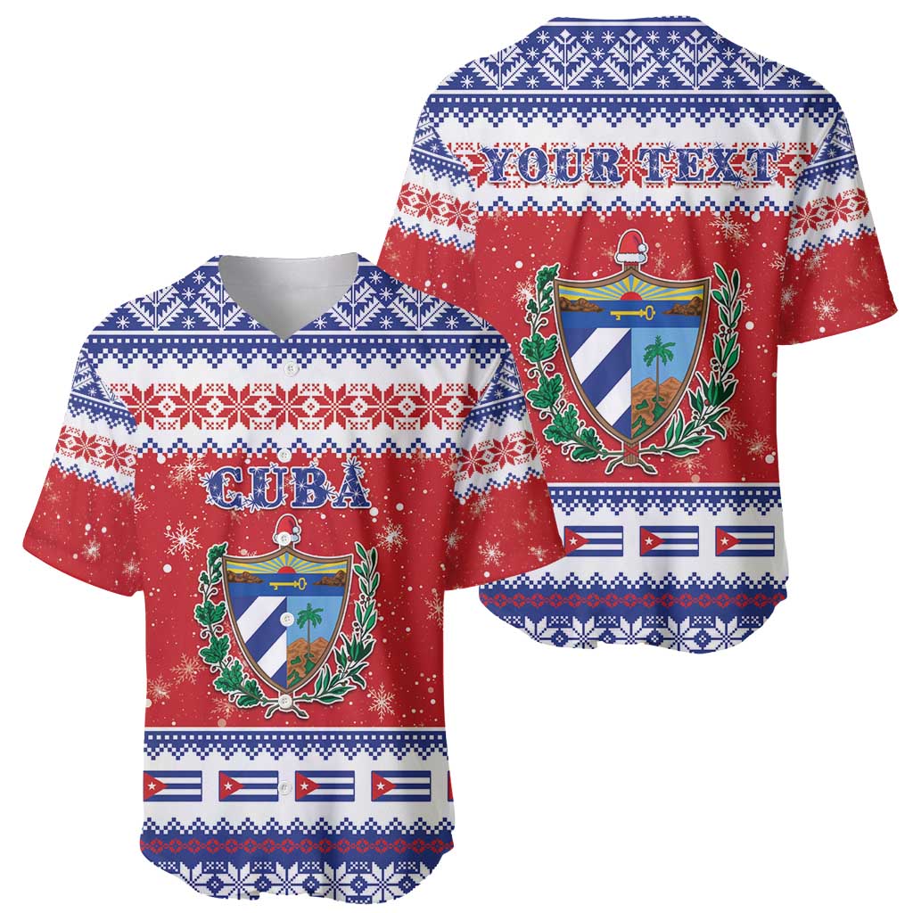Personalized Cuba Christmas Baseball Jersey Coat Of Arms Xmas Vibe - Wonder Print Shop