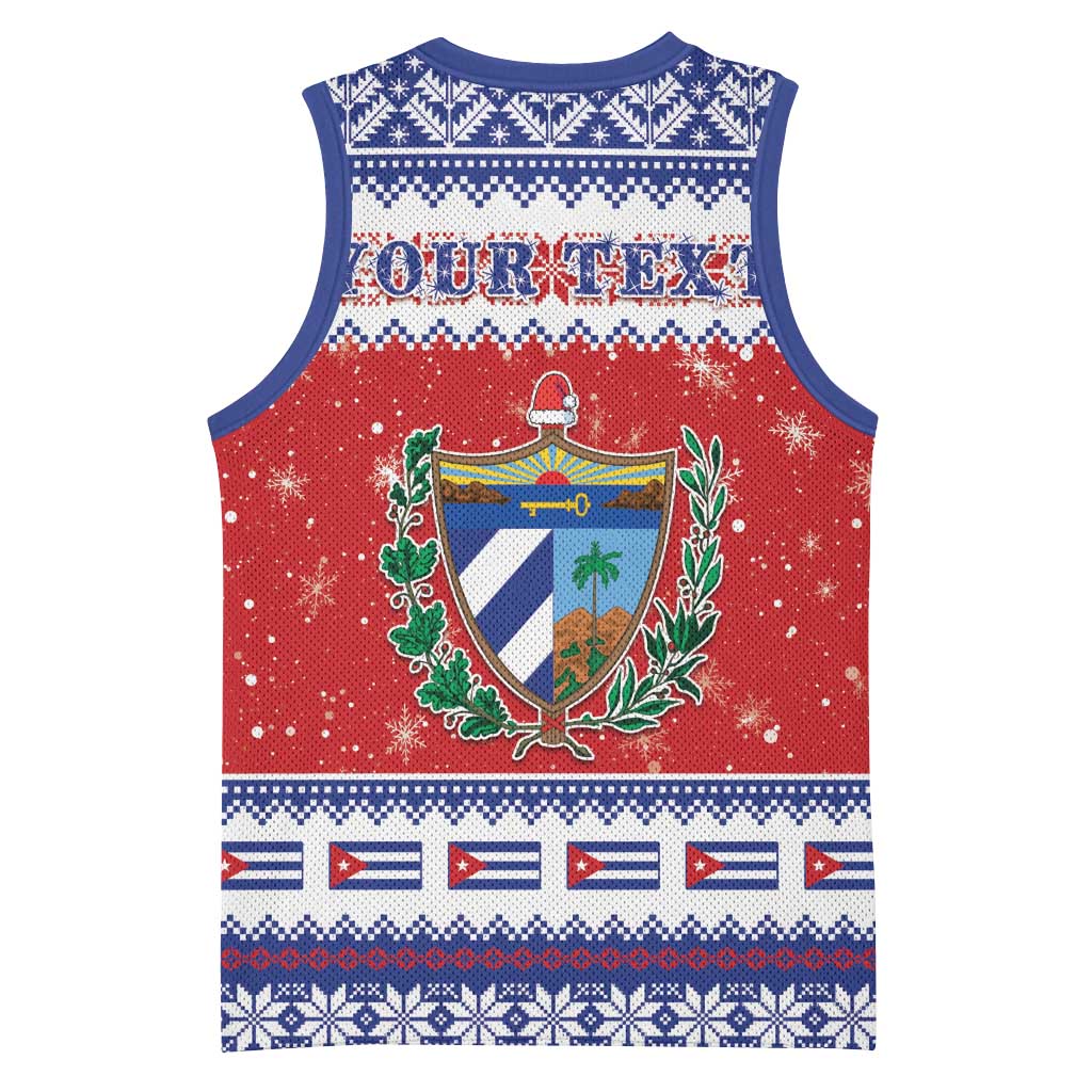 Personalized Cuba Christmas Basketball Jersey Coat Of Arms Xmas Vibe - Wonder Print Shop