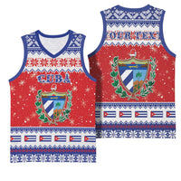 Personalized Cuba Christmas Basketball Jersey Coat Of Arms Xmas Vibe - Wonder Print Shop