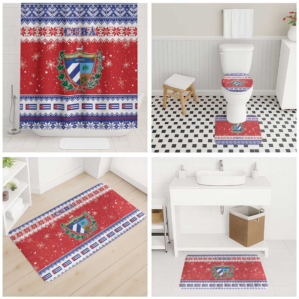 Cuba Christmas Bathroom Set Coat Of Arms Xmas Vibe - Wonder Print Shop