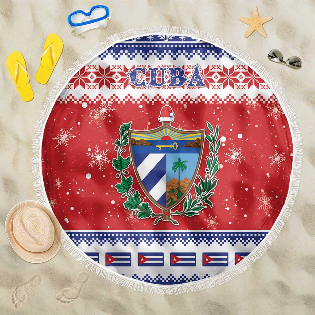 Cuba Christmas Beach Blanket Coat Of Arms Xmas Vibe - Wonder Print Shop