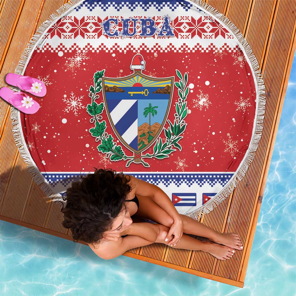 Cuba Christmas Beach Blanket Coat Of Arms Xmas Vibe - Wonder Print Shop