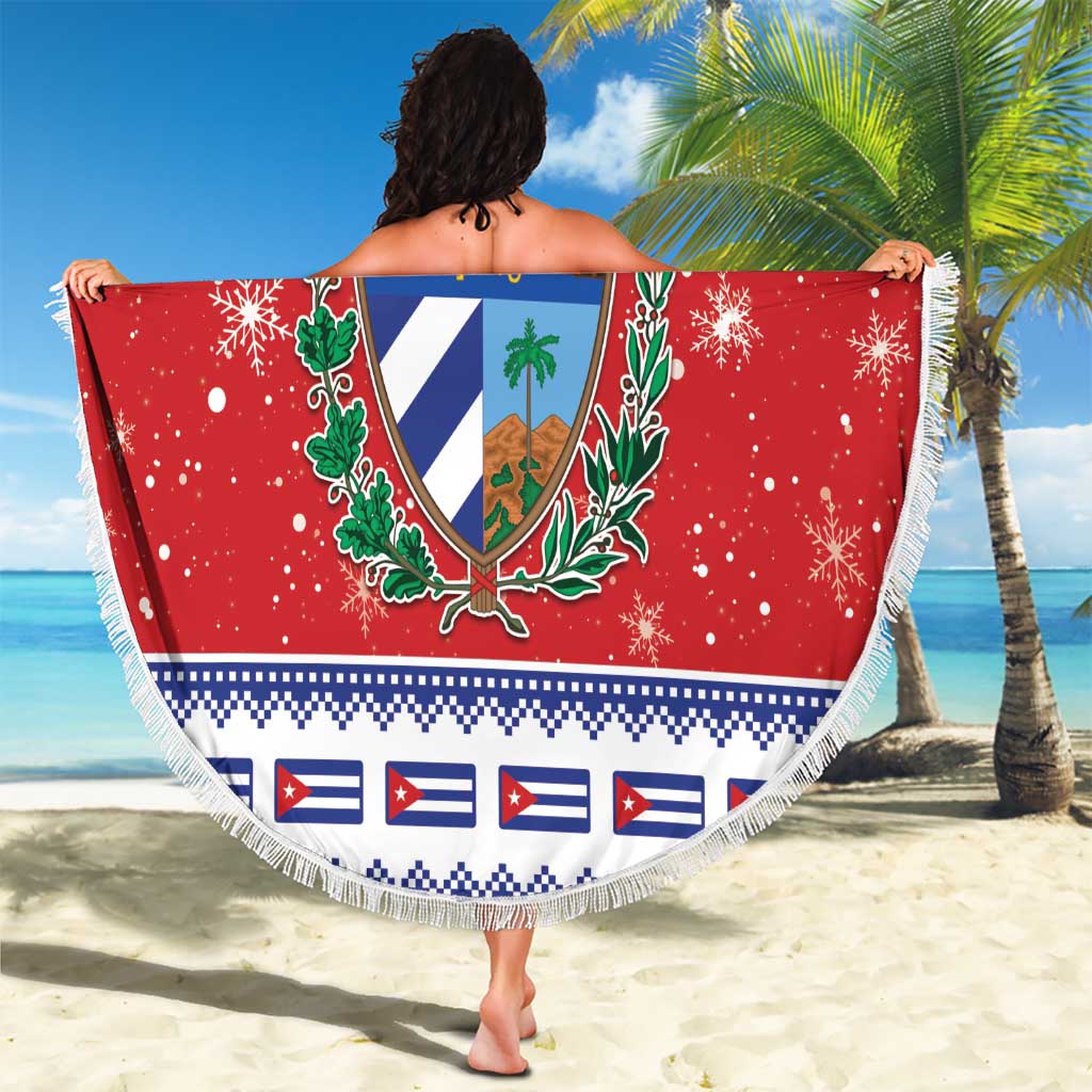 Cuba Christmas Beach Blanket Coat Of Arms Xmas Vibe - Wonder Print Shop