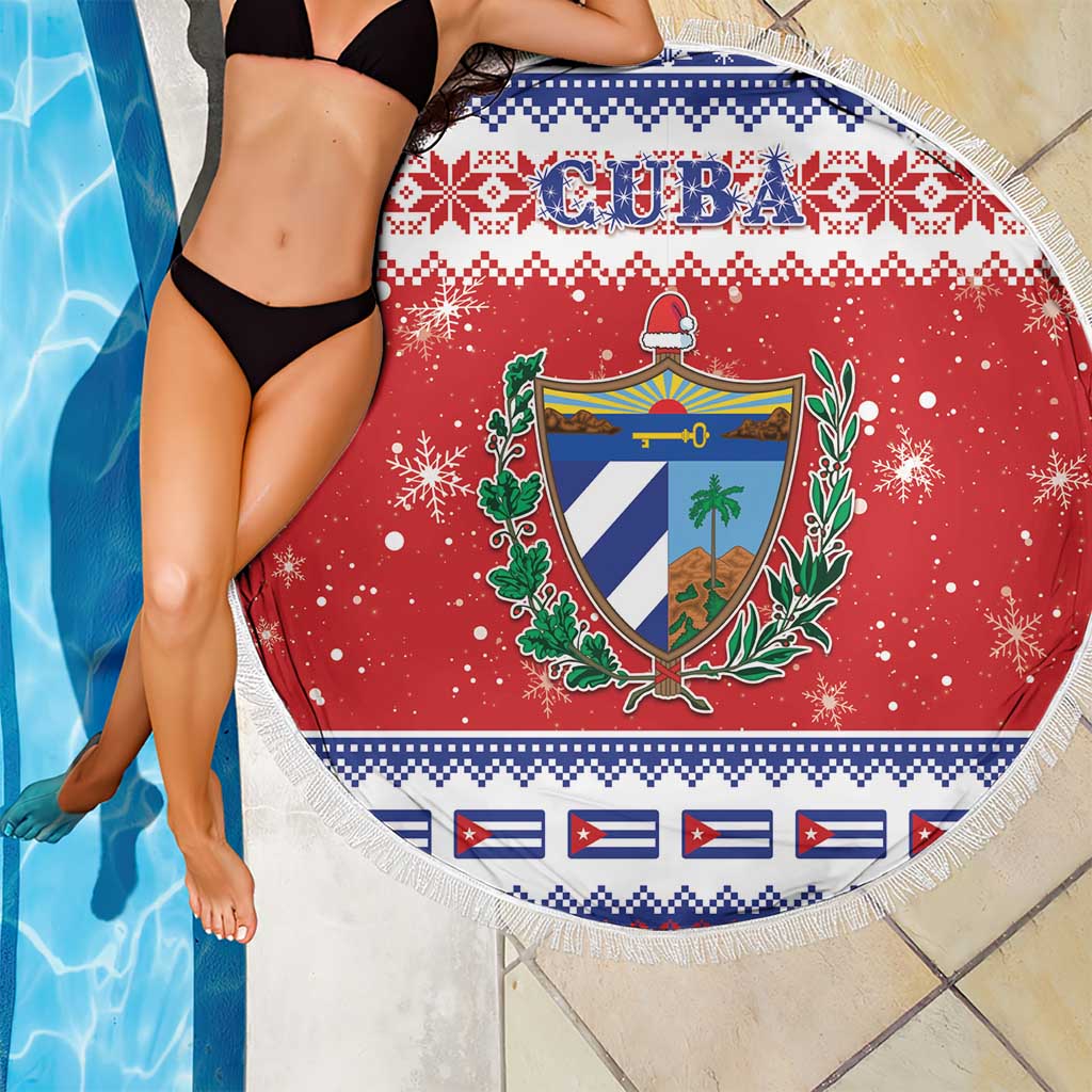 Cuba Christmas Beach Blanket Coat Of Arms Xmas Vibe - Wonder Print Shop
