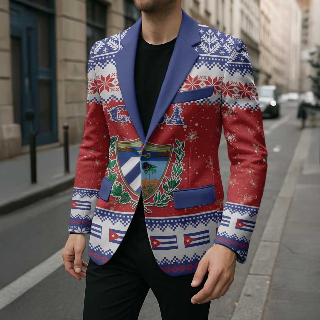 Personalized Cuba Christmas Blazer Coat Of Arms Xmas Vibe - Wonder Print Shop