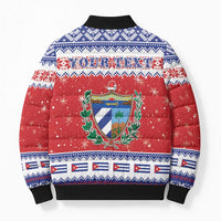 Personalized Cuba Christmas Bomber Puffer Jacket Coat Of Arms Xmas Vibe - Wonder Print Shop