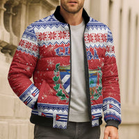 Personalized Cuba Christmas Bomber Puffer Jacket Coat Of Arms Xmas Vibe - Wonder Print Shop