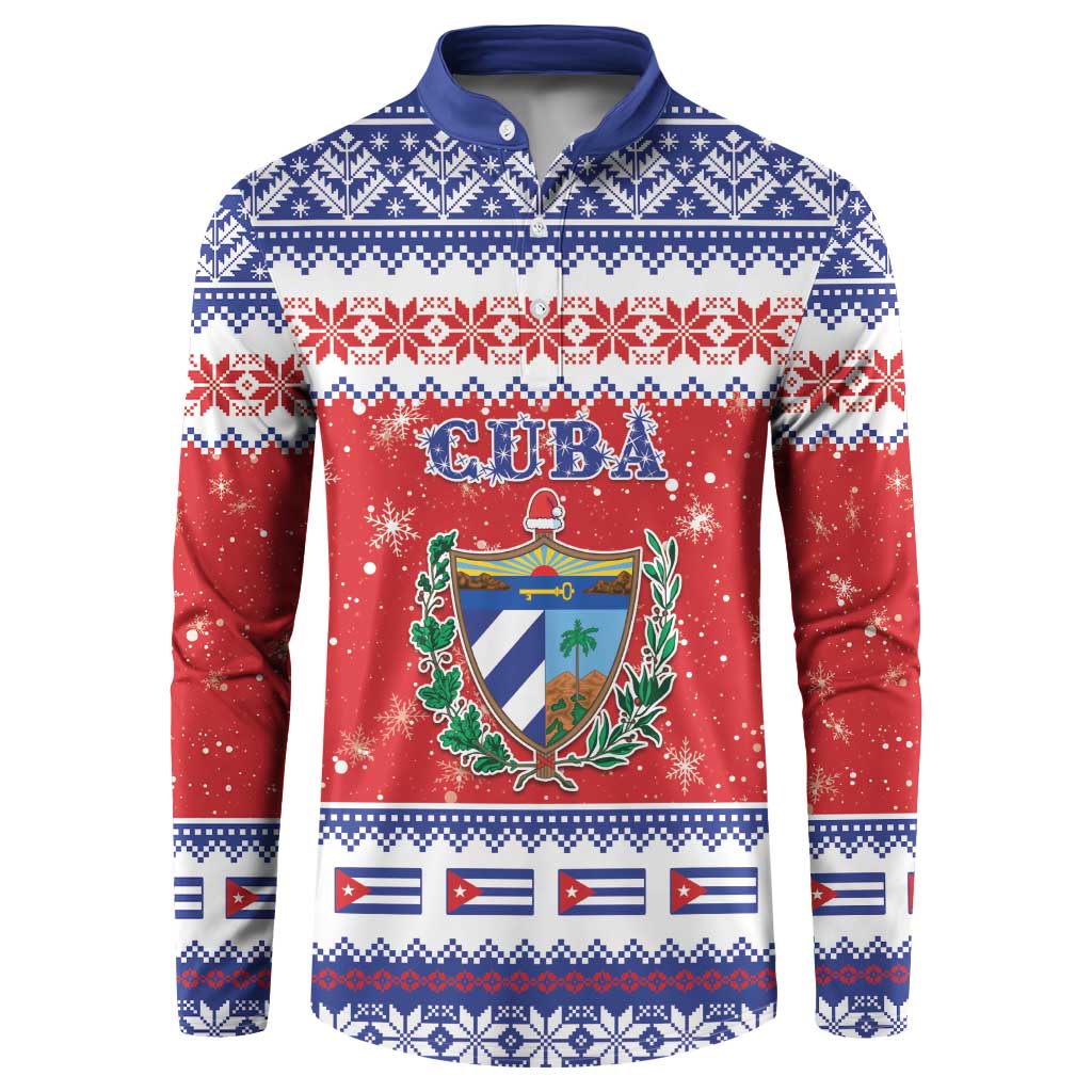 Personalized Cuba Christmas Button Sweatshirt Coat Of Arms Xmas Vibe - Wonder Print Shop