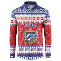 Personalized Cuba Christmas Button Sweatshirt Coat Of Arms Xmas Vibe - Wonder Print Shop