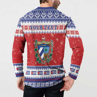 Personalized Cuba Christmas Button Sweatshirt Coat Of Arms Xmas Vibe - Wonder Print Shop