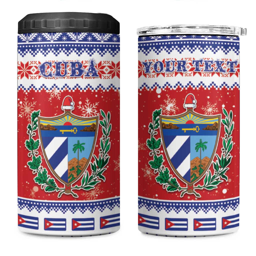 Personalized Cuba Christmas 4 in 1 Can Cooler Tumbler Coat Of Arms Xmas Vibe - Wonder Print Shop
