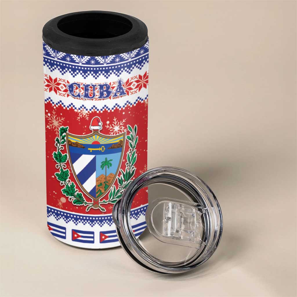 Personalized Cuba Christmas 4 in 1 Can Cooler Tumbler Coat Of Arms Xmas Vibe - Wonder Print Shop