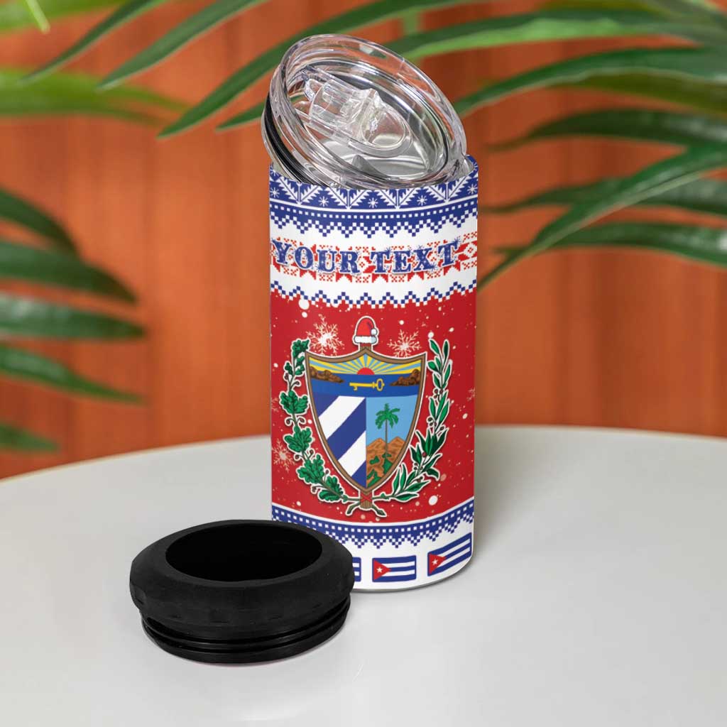 Personalized Cuba Christmas 4 in 1 Can Cooler Tumbler Coat Of Arms Xmas Vibe - Wonder Print Shop