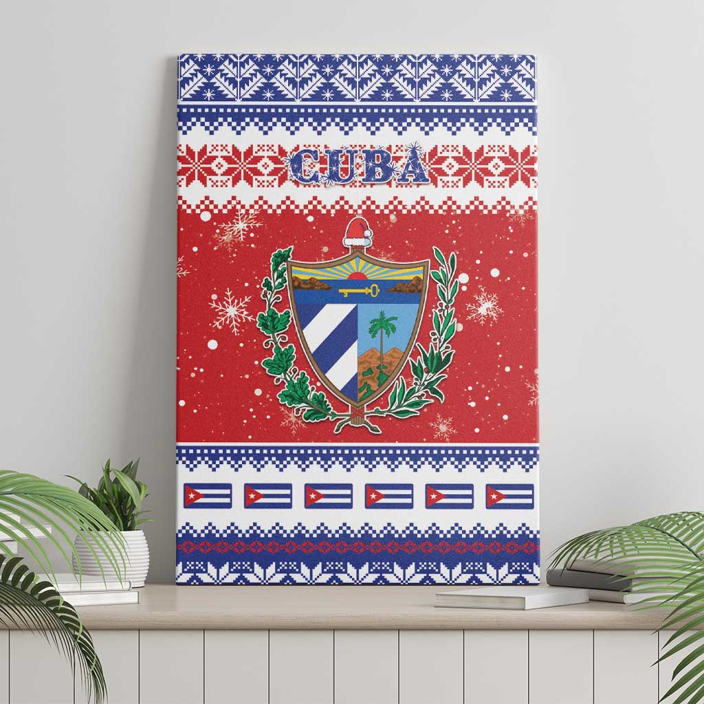 Cuba Christmas Canvas Wall Art Coat Of Arms Xmas Vibe - Wonder Print Shop