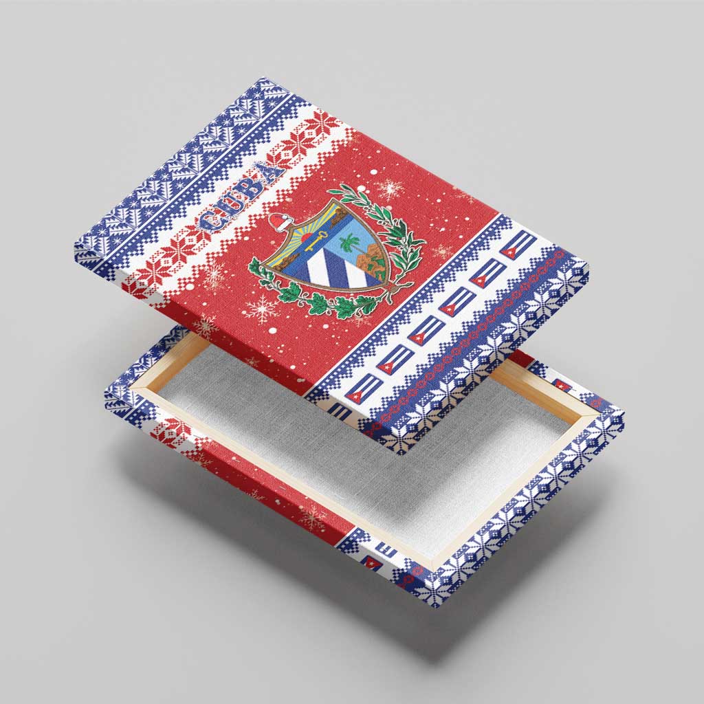 Cuba Christmas Canvas Wall Art Coat Of Arms Xmas Vibe - Wonder Print Shop