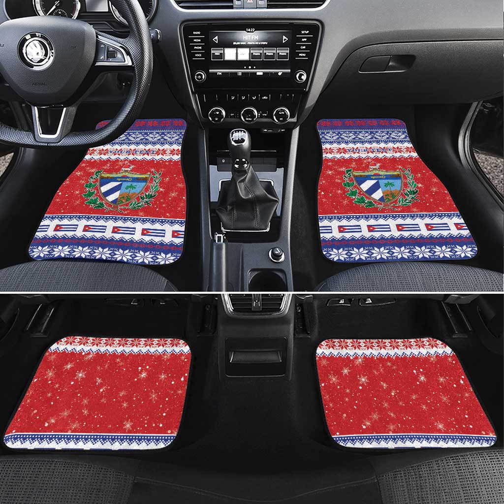 Personalized Cuba Christmas Car Mats Coat Of Arms Xmas Vibe - Wonder Print Shop