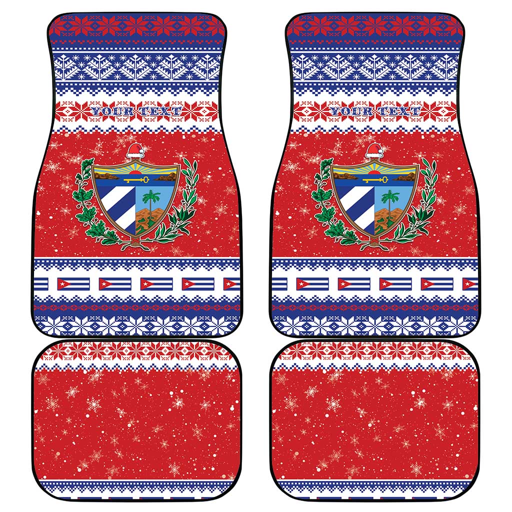 Personalized Cuba Christmas Car Mats Coat Of Arms Xmas Vibe - Wonder Print Shop