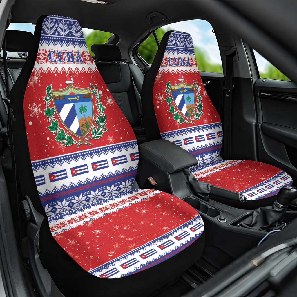 Cuba Christmas Car Seat Cover Coat Of Arms Xmas Vibe - Wonder Print Shop