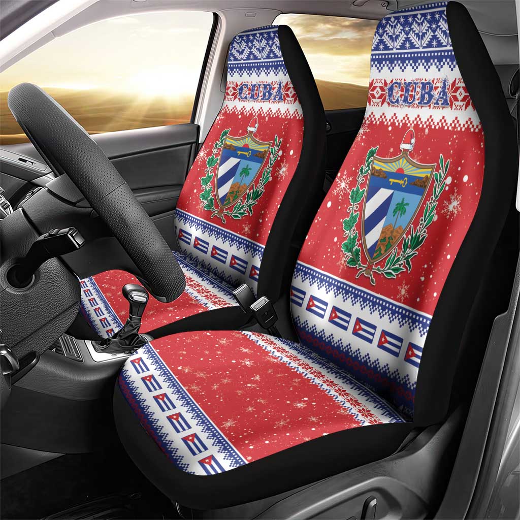 Cuba Christmas Car Seat Cover Coat Of Arms Xmas Vibe - Wonder Print Shop