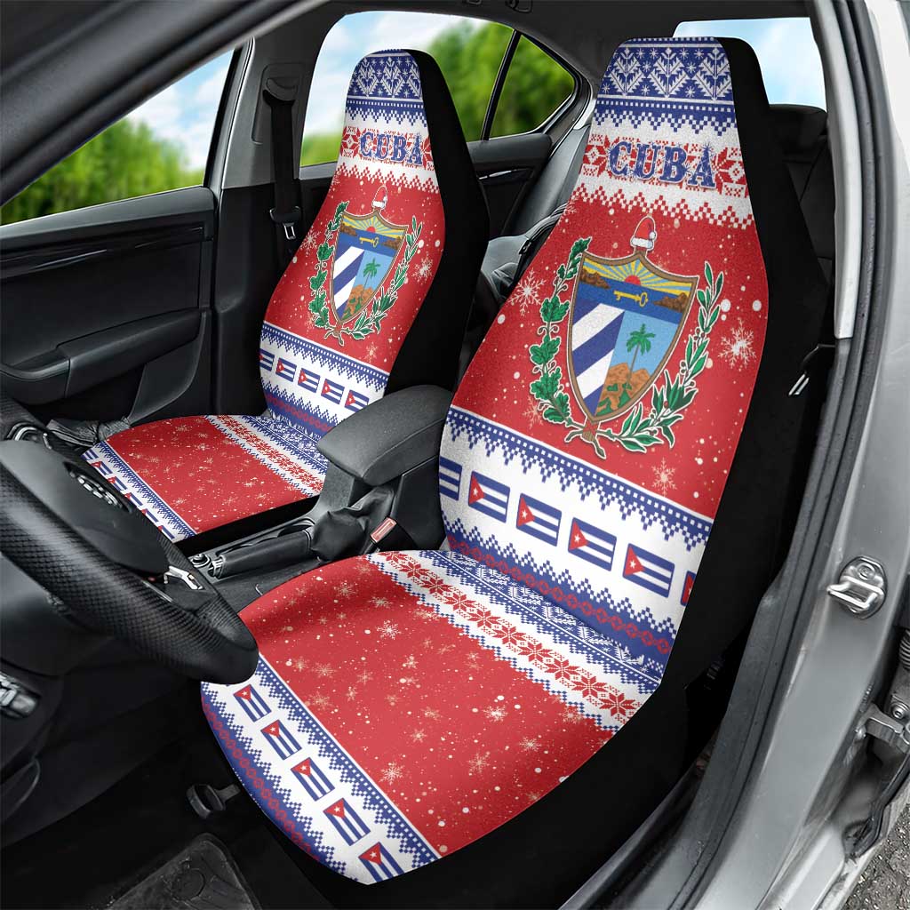 Cuba Christmas Car Seat Cover Coat Of Arms Xmas Vibe - Wonder Print Shop