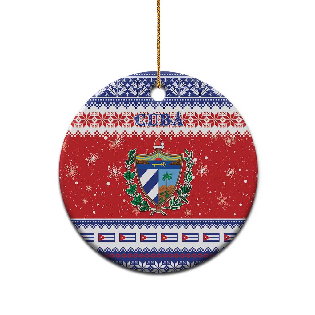 Personalized Cuba Christmas Ceramic Ornament Coat Of Arms Xmas Vibe - Wonder Print Shop