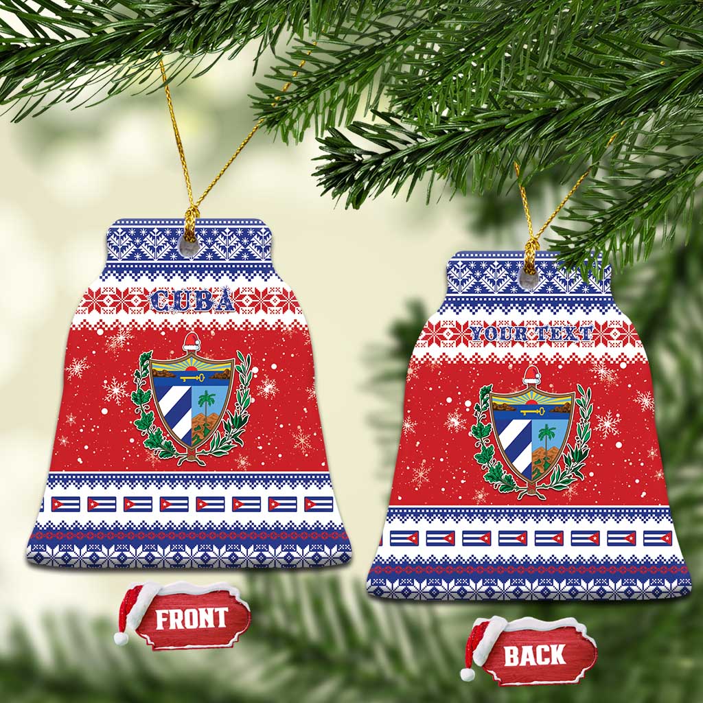 Personalized Cuba Christmas Ceramic Ornament Coat Of Arms Xmas Vibe - Wonder Print Shop