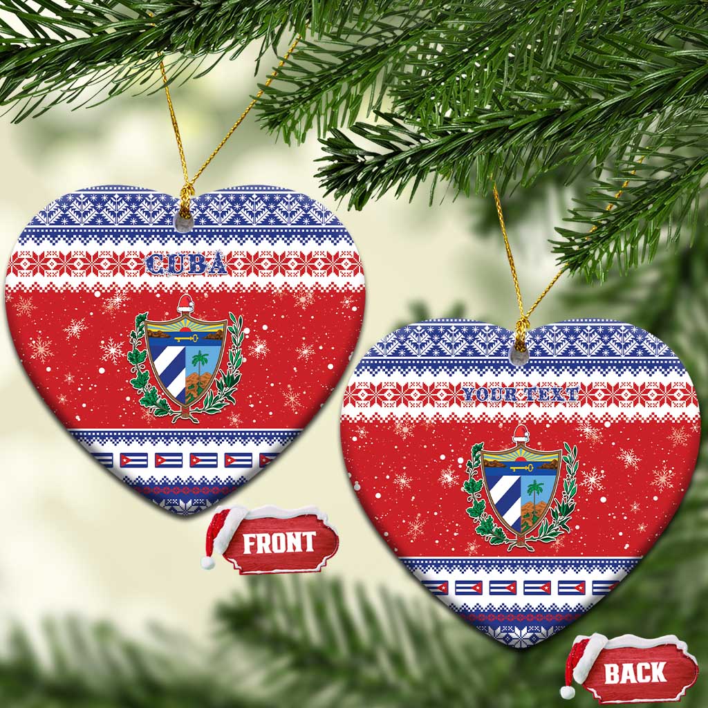 Personalized Cuba Christmas Ceramic Ornament Coat Of Arms Xmas Vibe - Wonder Print Shop