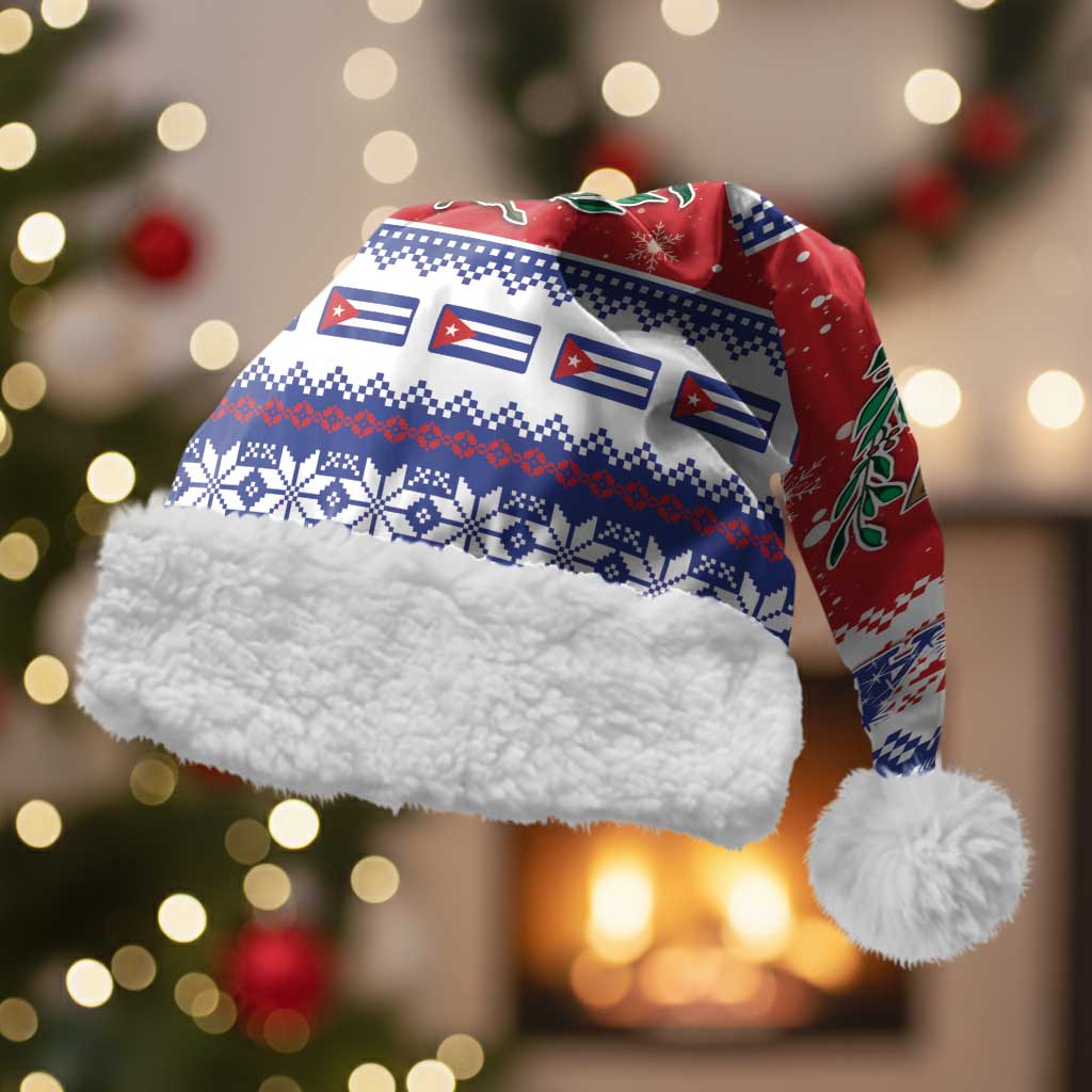 Personalized Cuba Christmas Santa Hat Coat Of Arms Xmas Vibe - Wonder Print Shop