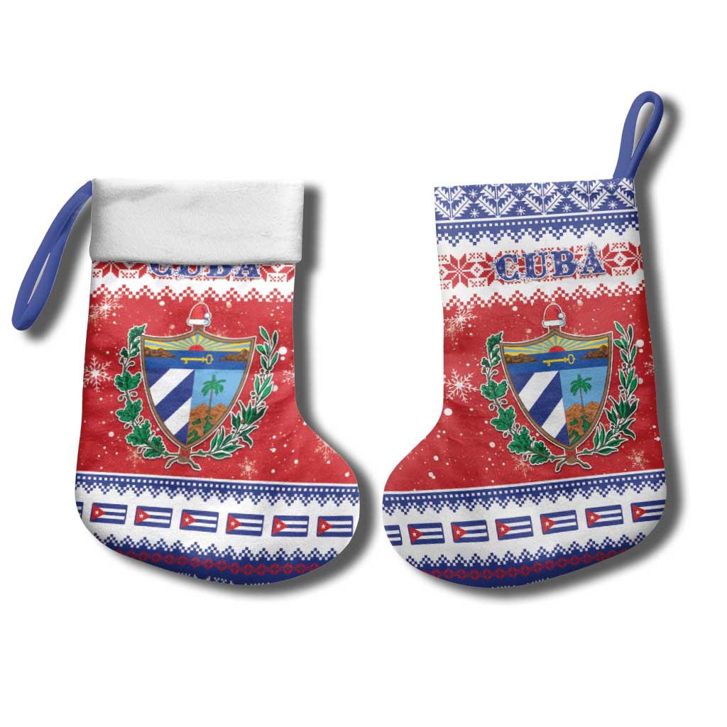 Personalized Cuba Christmas Stocking Coat Of Arms Xmas Vibe - Wonder Print Shop