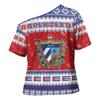 Personalized Cuba Christmas Cross Shoulder Shirt Coat Of Arms Xmas Vibe - Wonder Print Shop