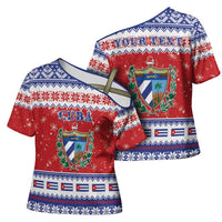 Personalized Cuba Christmas Cross Shoulder Shirt Coat Of Arms Xmas Vibe - Wonder Print Shop